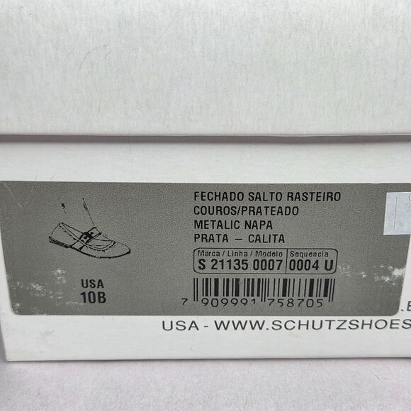 NWT Schutz Women's Calita Metallic Silver Leather Ballerina Flats - Picture 6 of 6